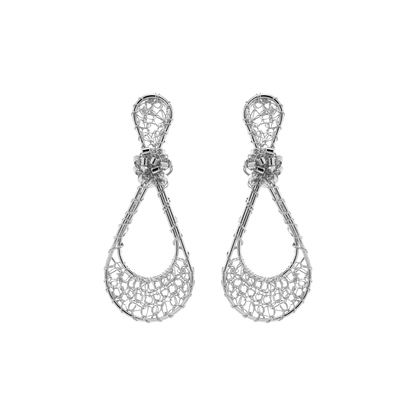 All Silver Olivia Handmade Crochet Earrings