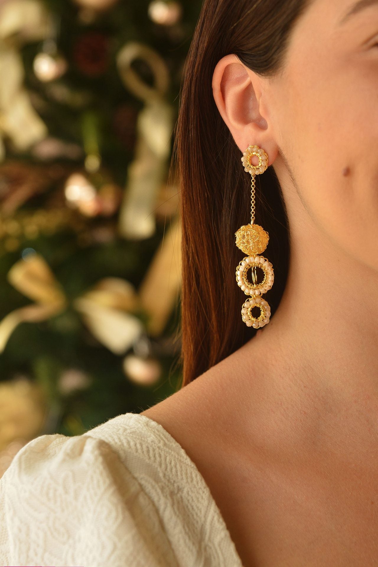 Yellow & Gold Salvia Handmade Earrings