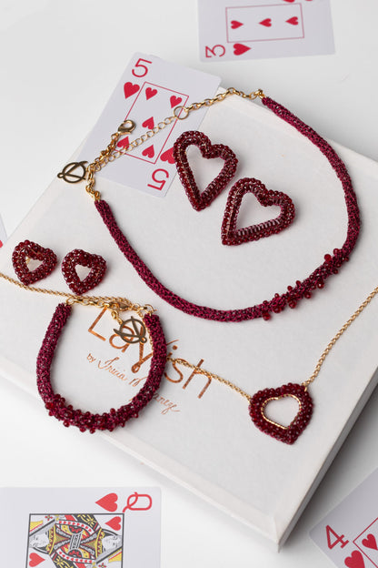 Cherry Red Wild Card Handmade Crochet Necklace