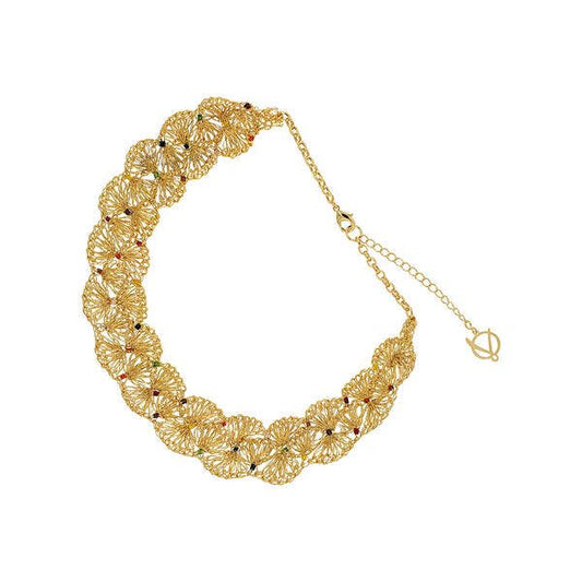 Multi & Gold Shells Handmade Crochet Necklace