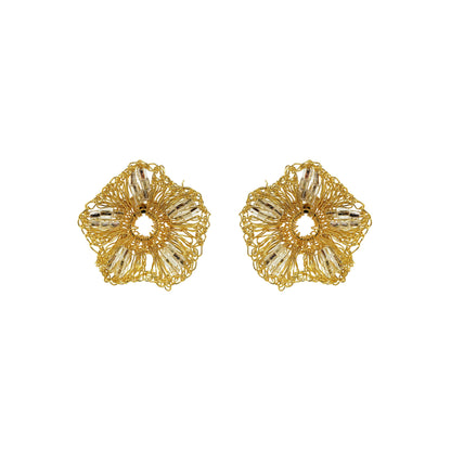 Clear & Gold Gaia Post Handmade Crochet Earrings