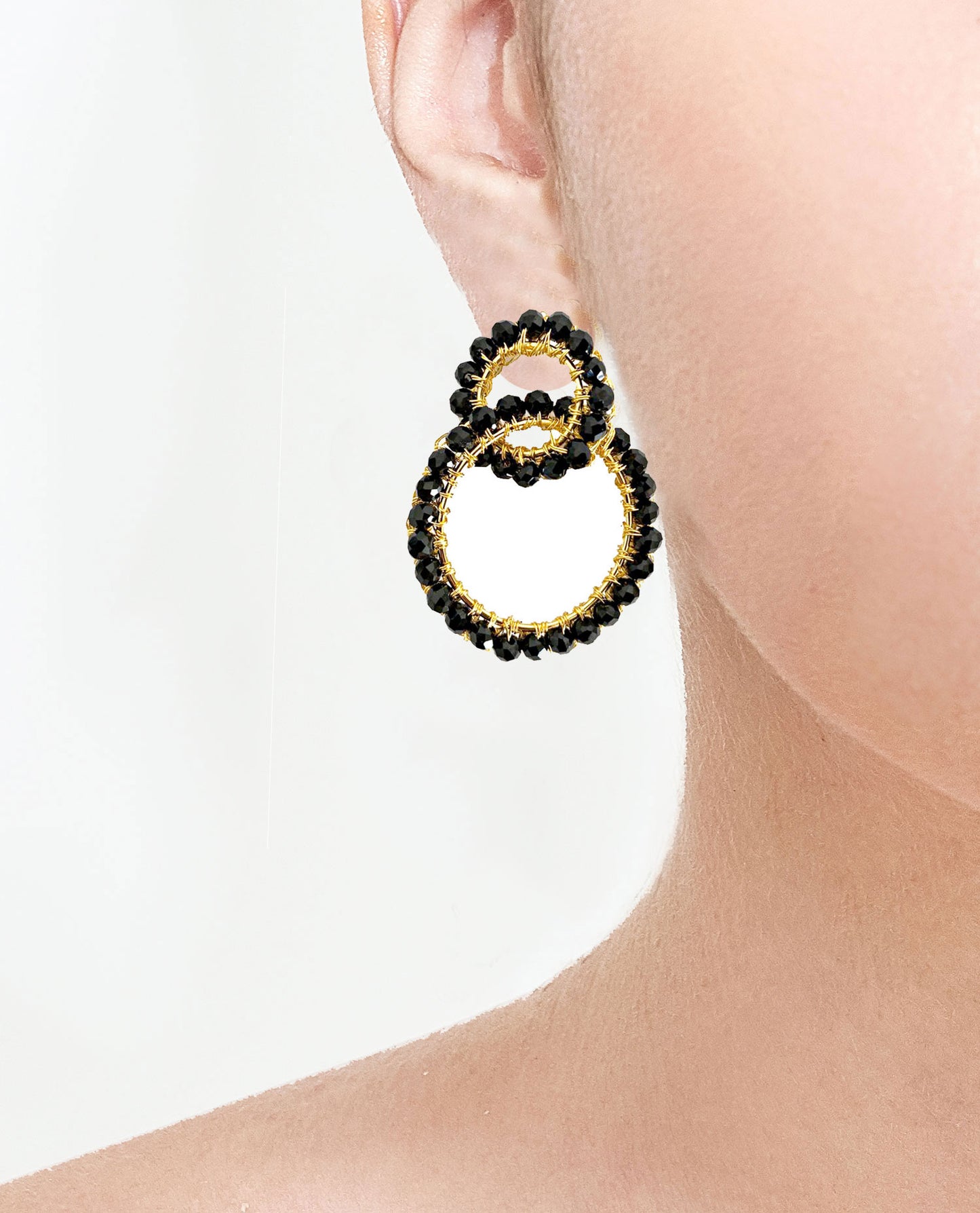 Black & Gold Ellie Handmade Crochet Earrings