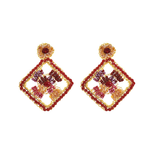 Crimson Red Mix Mona Handmade Earrings