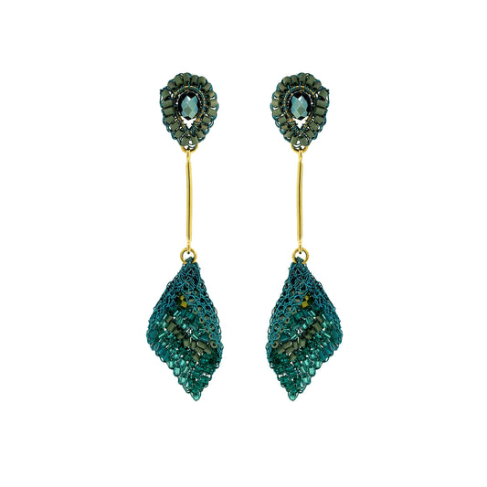 Teal Mix Tulip Handmade Crochet Earrings