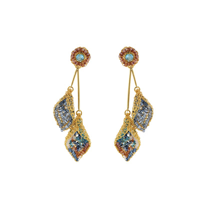 Seafoam Blue Mix Tulip Duo Handmade Crochet Earrings