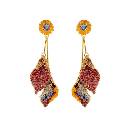 Sunrise Mix Tulip Duo Handmade Crochet Earrings