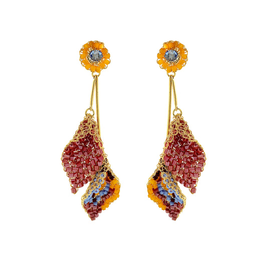 Sunrise Mix Tulip Duo Handmade Crochet Earrings