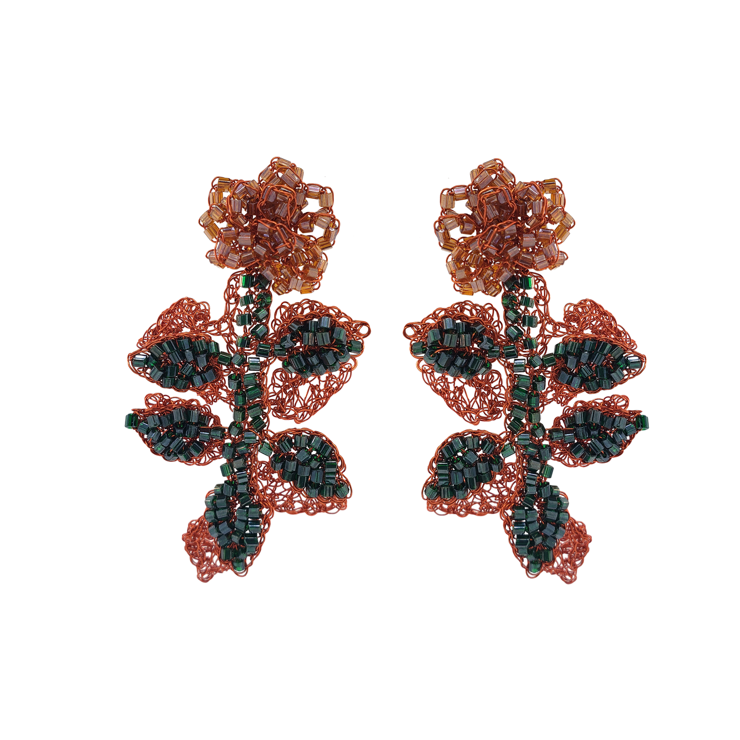 Mystic Amber Ivy Handmade Crochet Earrings