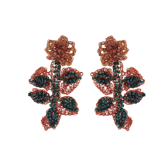 Mystic Amber Ivy Handmade Crochet Earrings