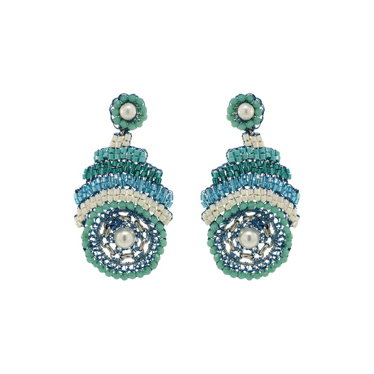 Ocean Blue Mix Ripples Dangles Handmade Crochet Earrings