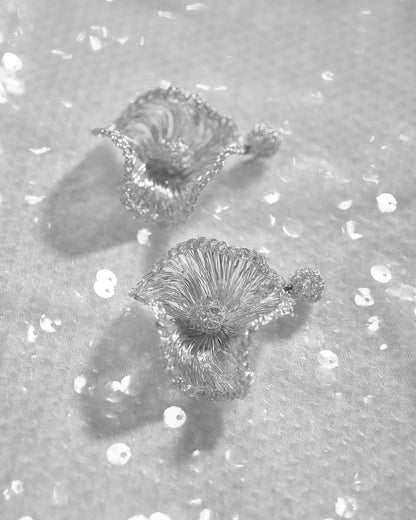 All Silver Buttercup Handmade Earrings