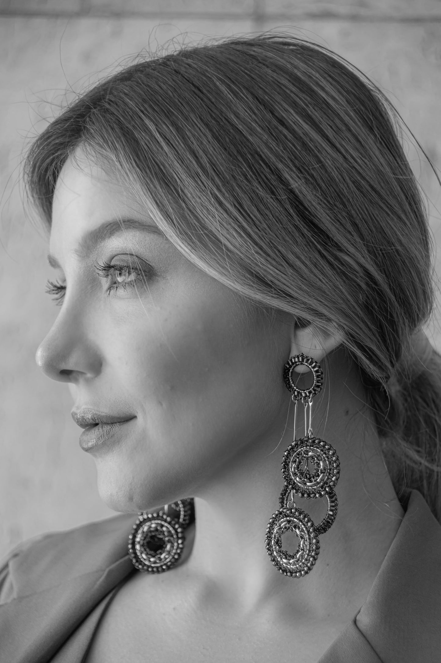 Pearl & Gold Flux Chandelier Handmade Crochet Earrings