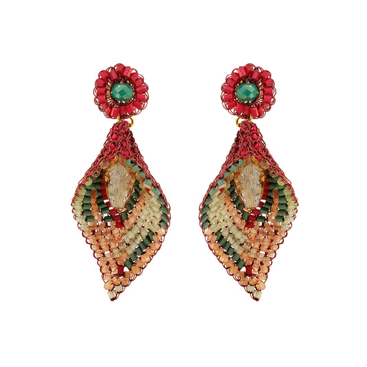 Sunset Coral Mix Calla Dangle Handmade Crochet Earrings