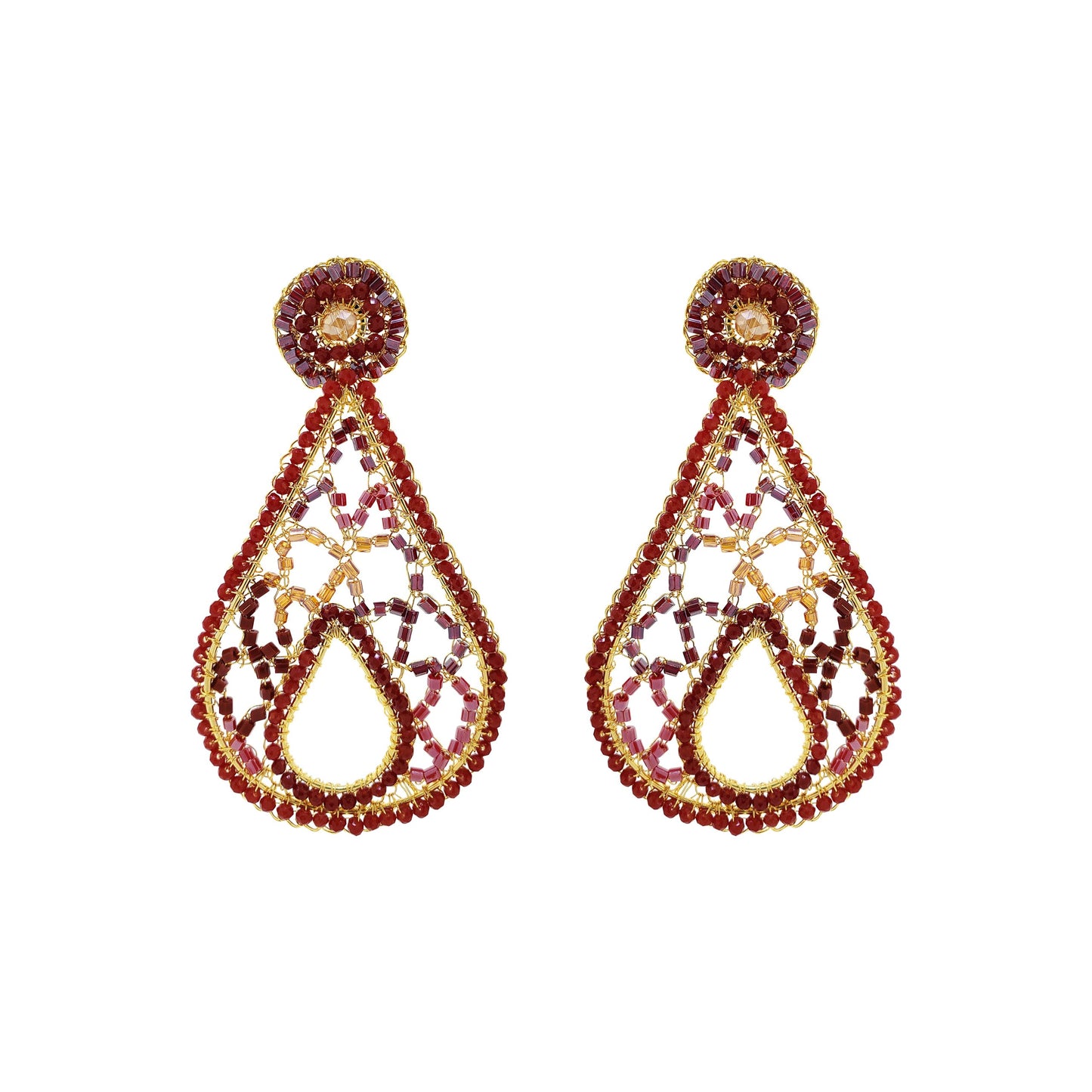 Crimson Red Mix Petra Handmade Earrings