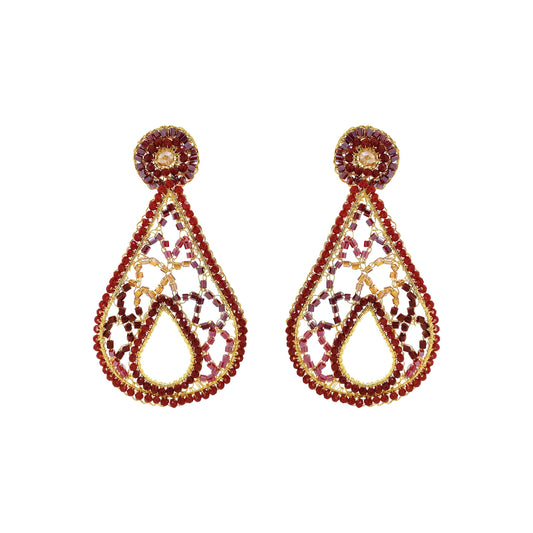 Crimson Red Mix Petra Handmade Earrings