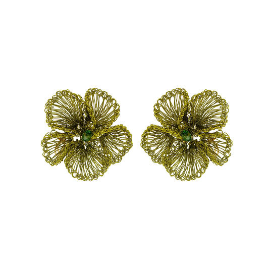 Plumeria Handmade Crochet Post Earrings