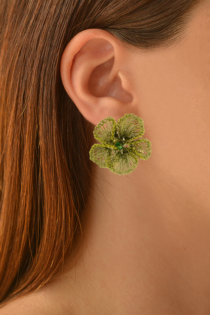 Plumeria Handmade Crochet Post Earrings