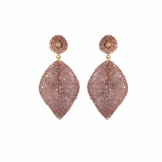 Blush & Rose Gold Leaf Handmade Crochet Earrings