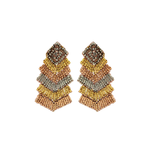 Trio Gold Mix Chevron Handmade Crochet Earrings