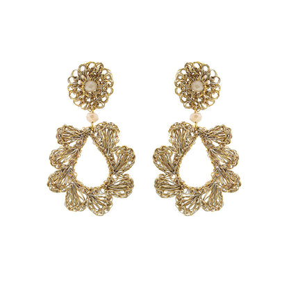 Vintage Gold Audrey Dangle Handmade Crochet Earrings
