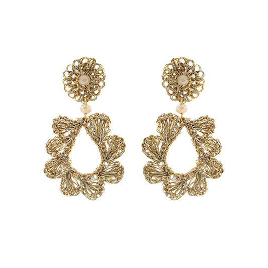 Vintage Gold Audrey Dangle Handmade Crochet Earrings