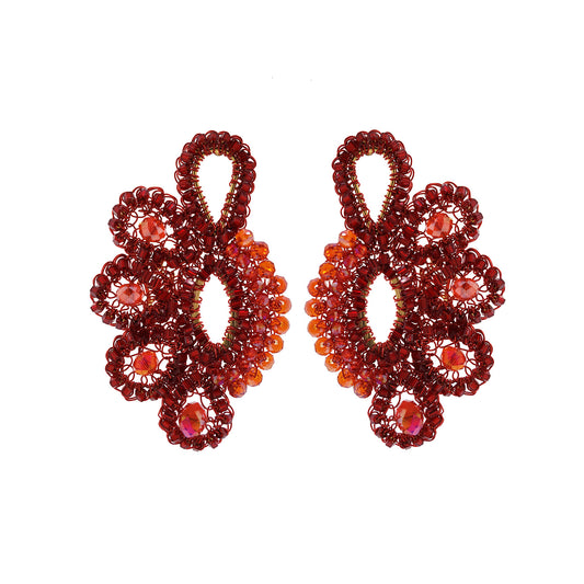 Red Velvet Avery Drop Handmade Crochet Earrings