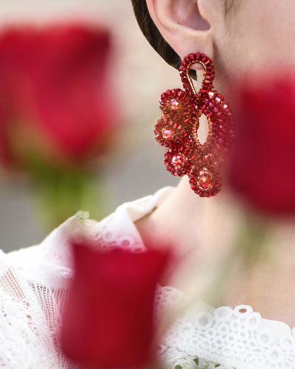 Red Velvet Avery Drop Handmade Crochet Earrings
