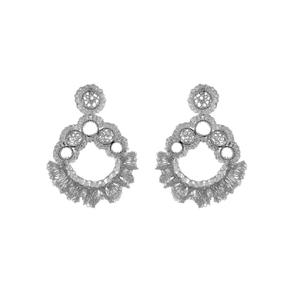 Clear & Silver Gaia Maxi Handmade Crochet Earrings