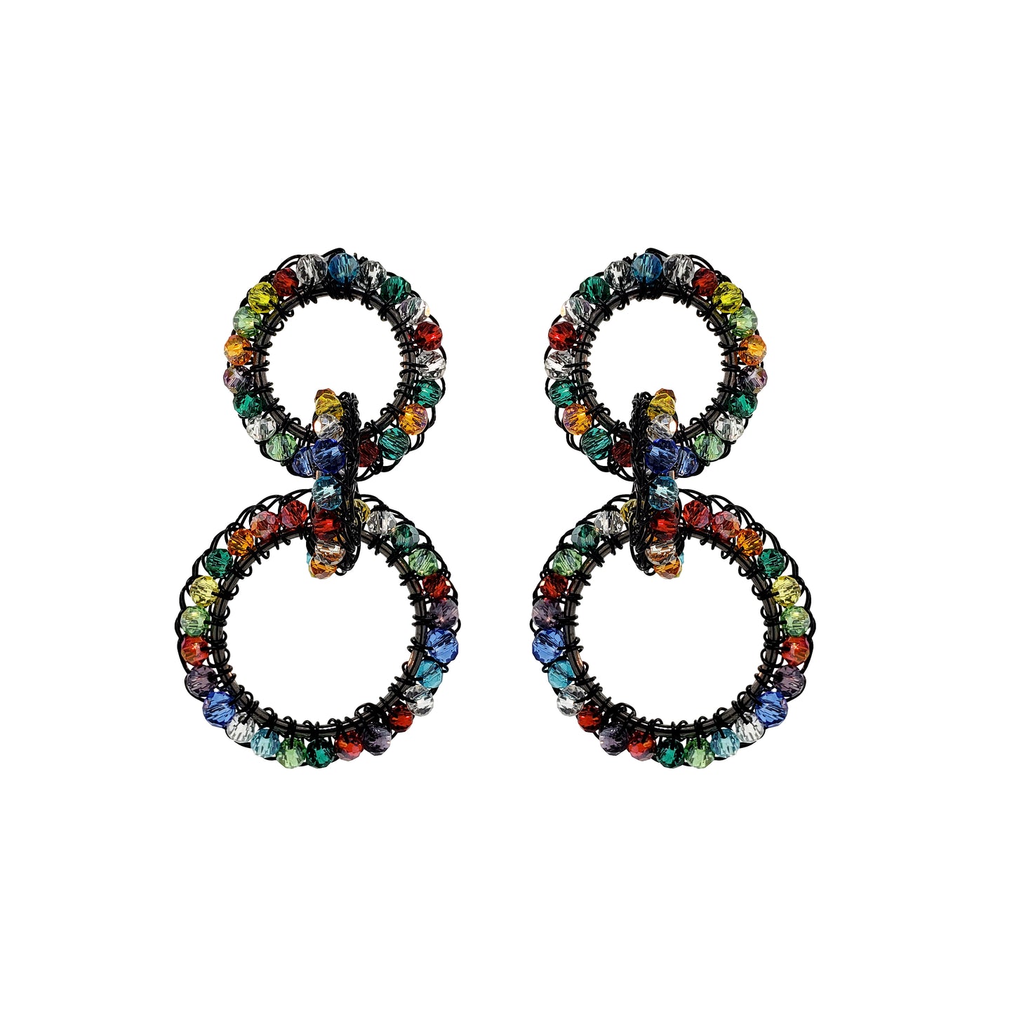 Multicolor & Black Leah Trio Handmade Crochet Earrings