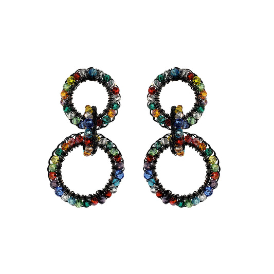Multicolor & Black Leah Trio Handmade Crochet Earrings