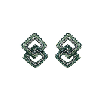 Moss Green Mix Gambit Handmade Crochet Earrings