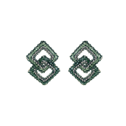 Moss Green Mix Gambit Handmade Crochet Earrings