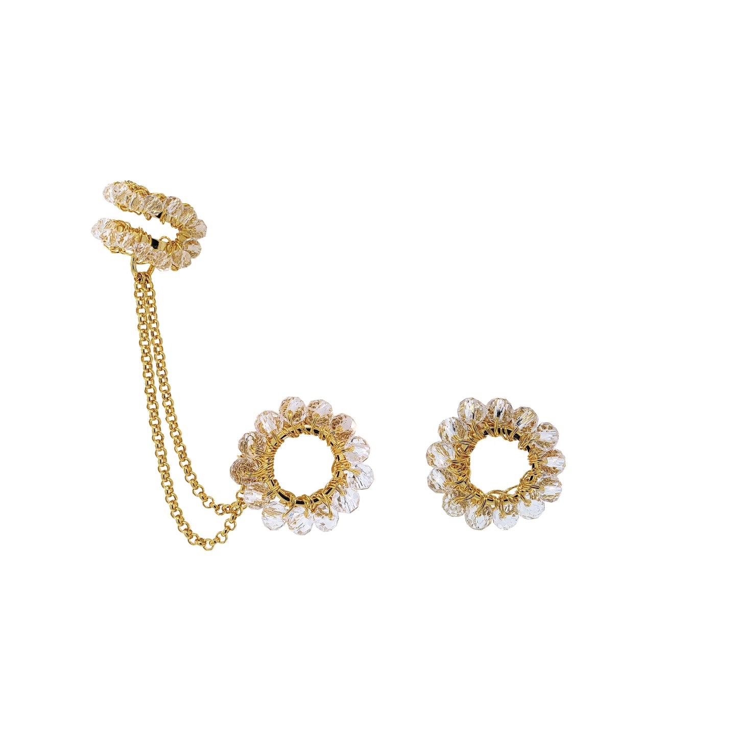 Clear & Gold Molly Ear cuff Handmade Crochet Earrings