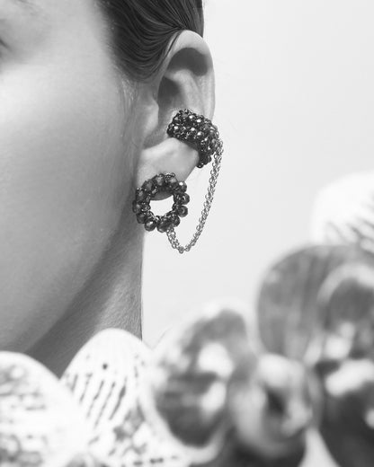 Clear & Gold Molly Ear cuff Handmade Crochet Earrings