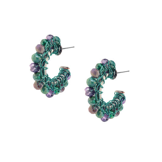 Neon Turquoise Mix Molly Hoops Handmade Crochet Earrings