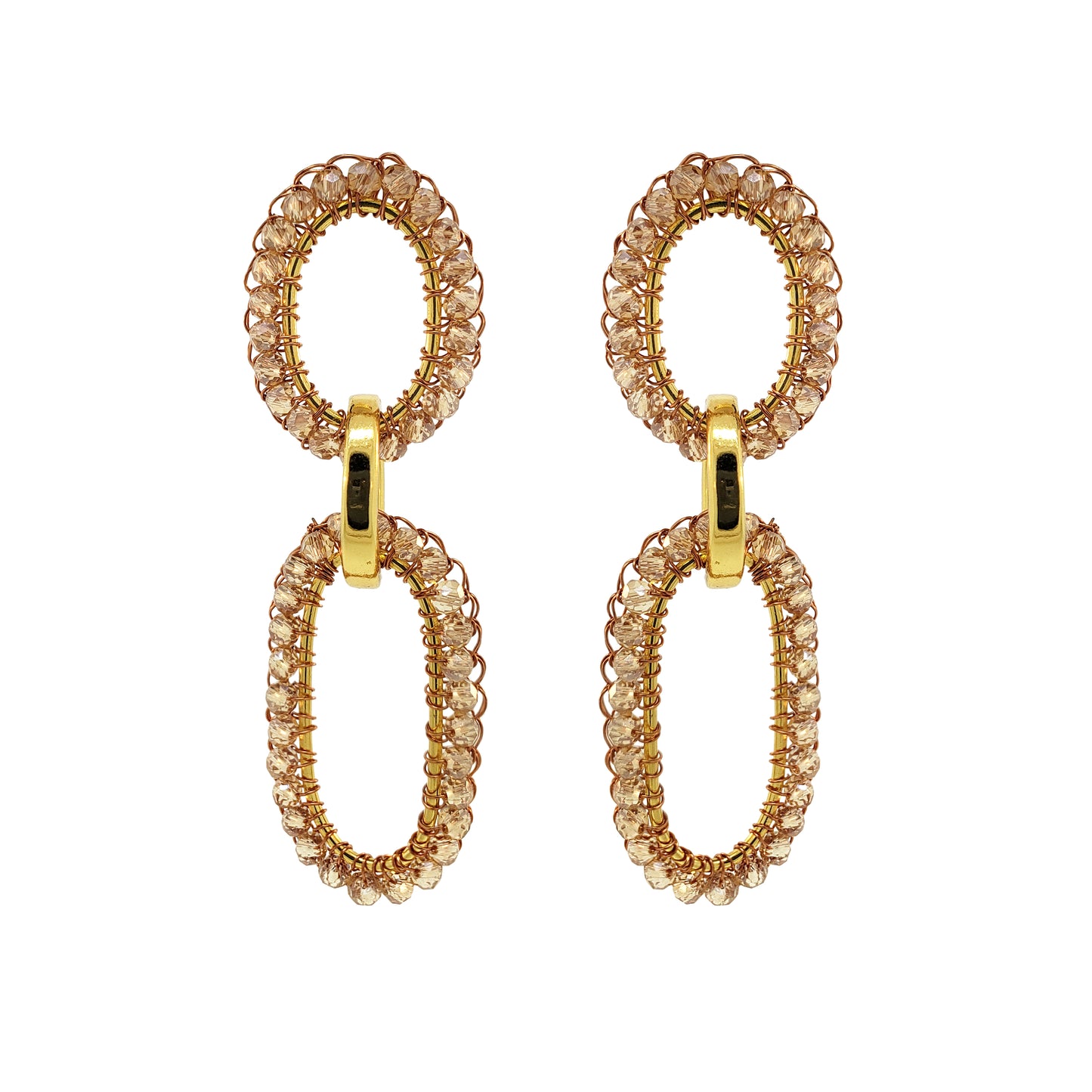 Bronze Amber Mix Urban Links Handmade Crochet Earrings