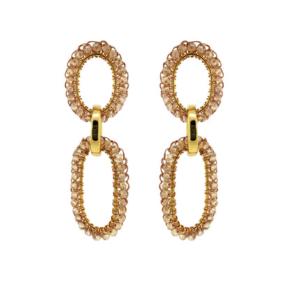 Bronze Amber Mix Urban Links Handmade Crochet Earrings
