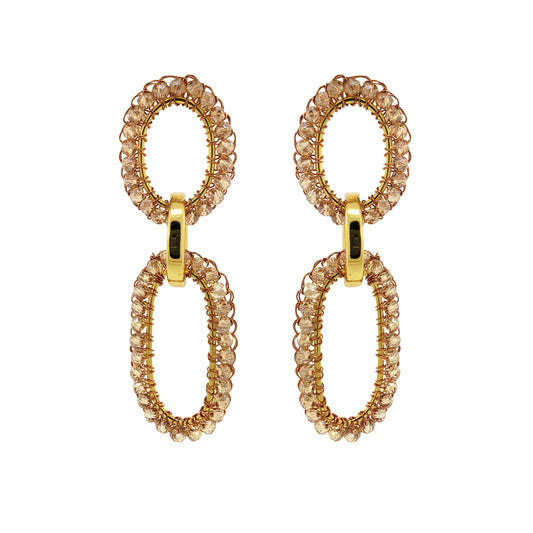 Bronze Amber Mix Urban Links Handmade Crochet Earrings
