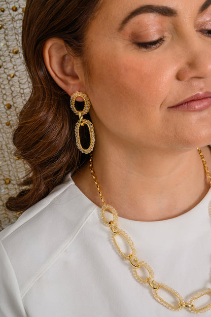 Clear & Gold Urban Links Handmade Crochet Earrings