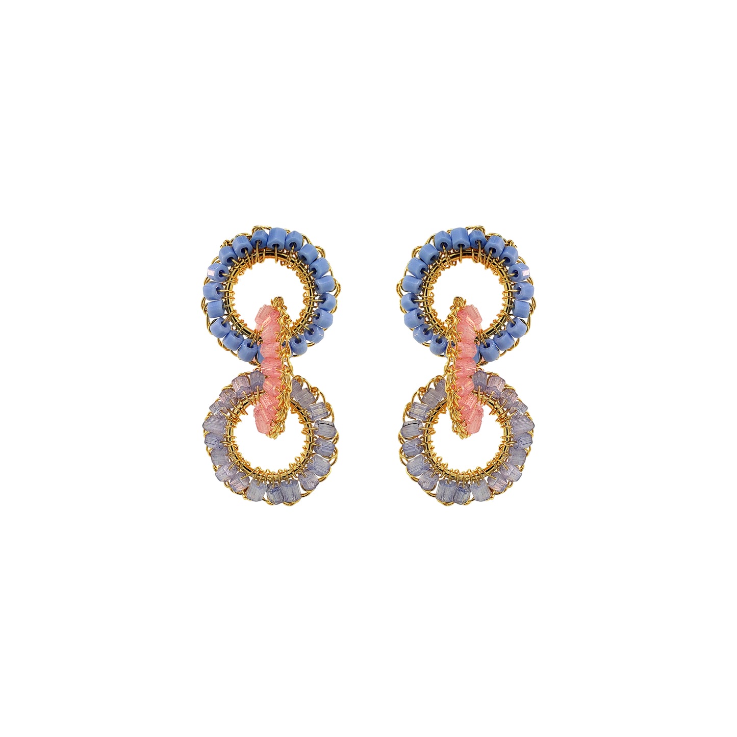 Soft Pink & Blue Mix Lola Handmade Crochet Earrings