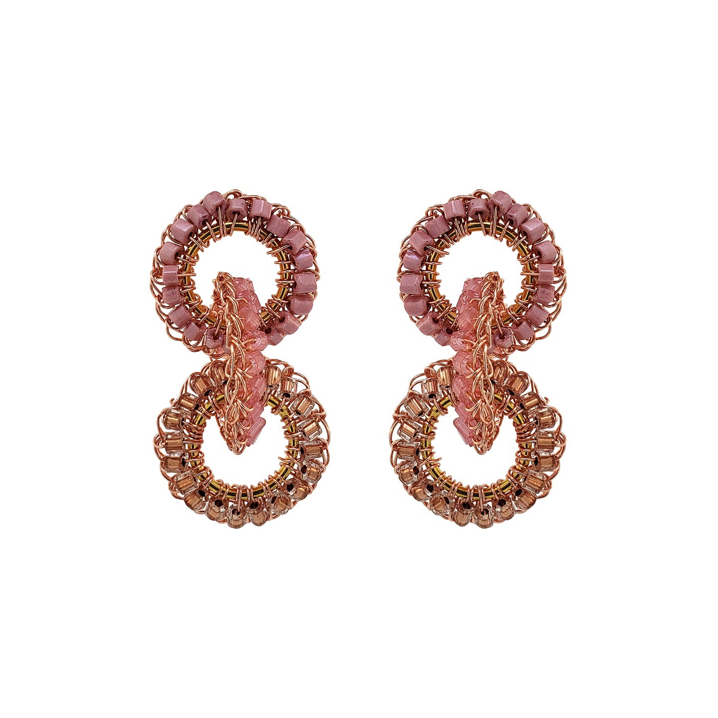 Rose Quartz Mix Lola Handmade Crochet Earrings