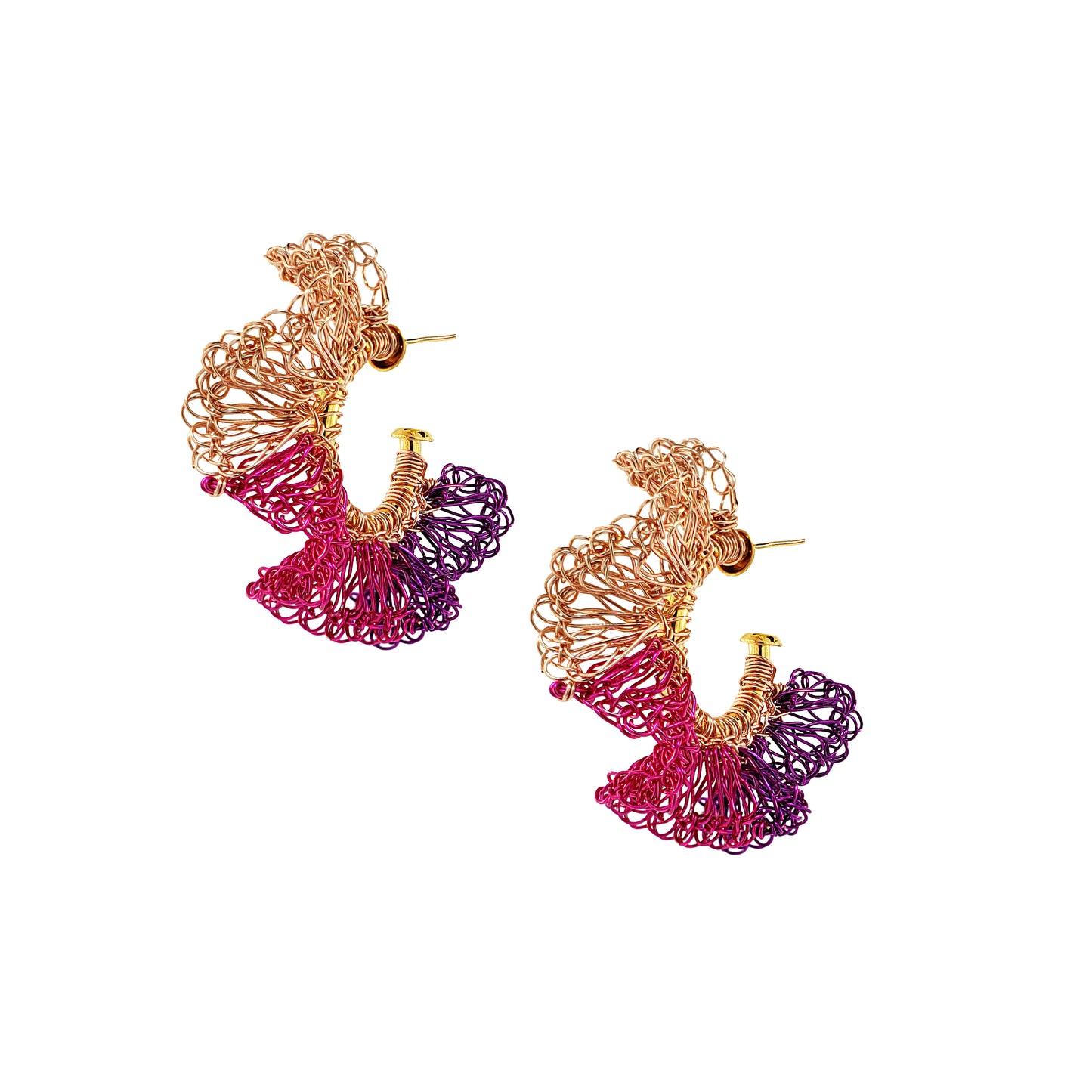 Neon Pink Mix Rio Mini Hoops Handmade Crochet Earrings