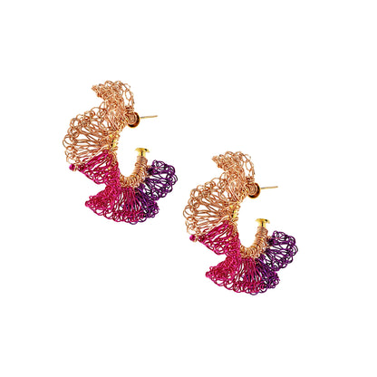 Neon Pink Mix Rio Mini Hoops Handmade Crochet Earrings