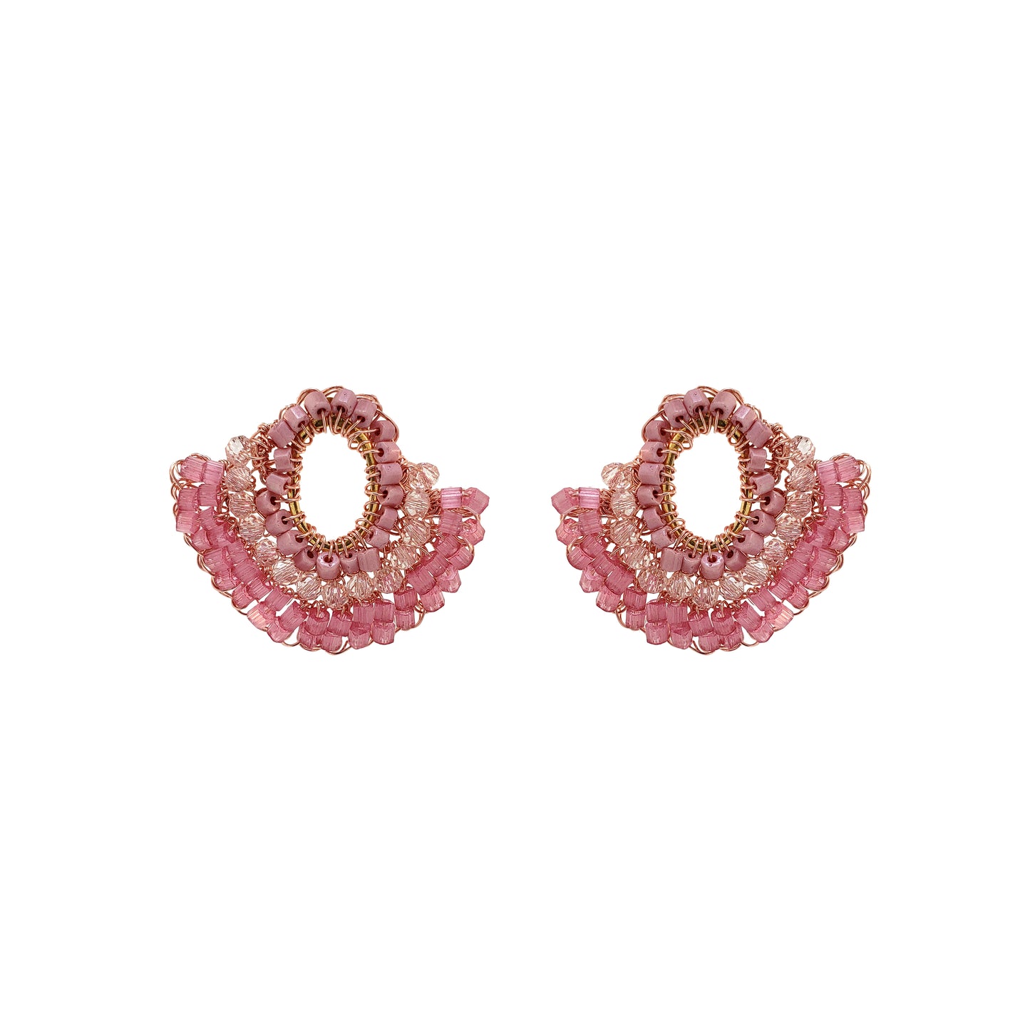 Rose Quartz Mix Hailee Handmade Crochet Earrings