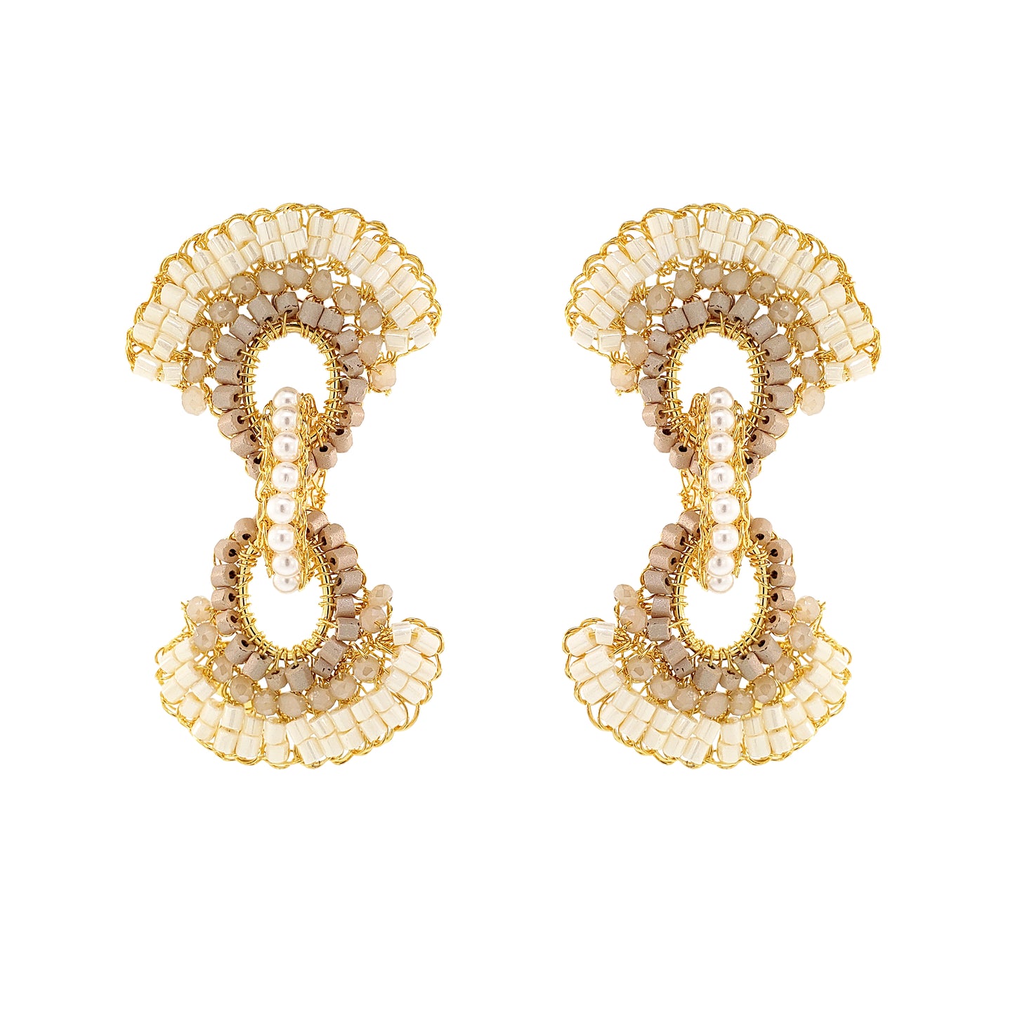 White Howlite Mix Hannah Handmade Crochet Earrings