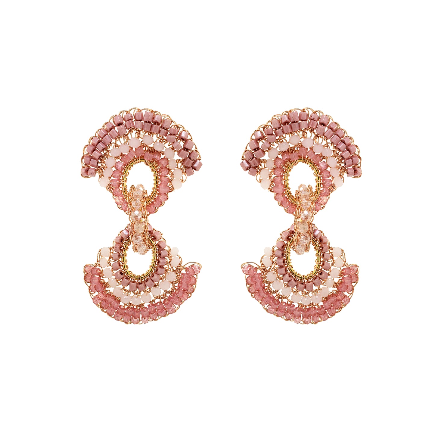 Rose Quartz Mix Hannah Handmade Crochet Earrings
