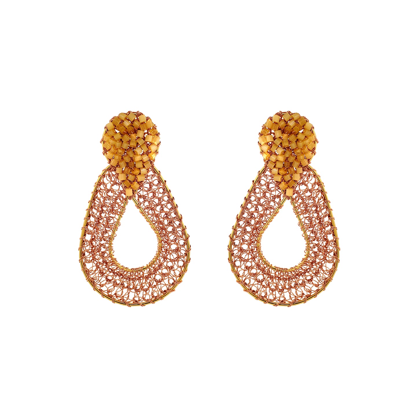 Butter Yellow Mix Petal Handmade Crochet Earrings