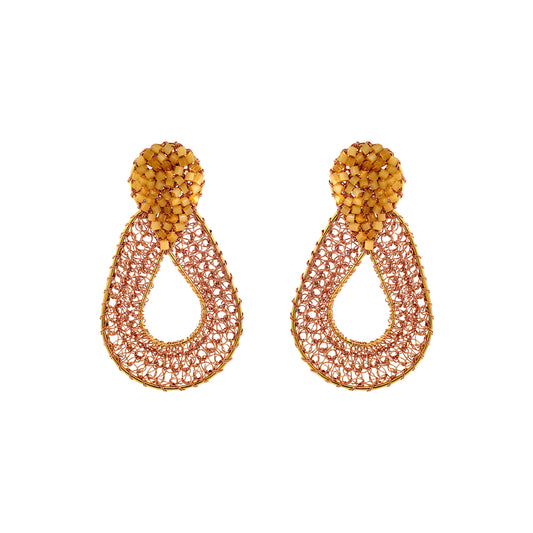 Butter Yellow Mix Petal Handmade Crochet Earrings