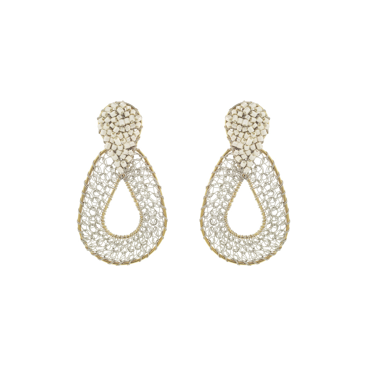 Raffia Mix Petal Handmade Crochet Earrings