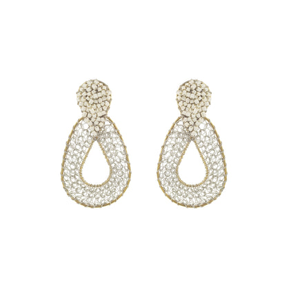 Raffia Mix Petal Handmade Crochet Earrings